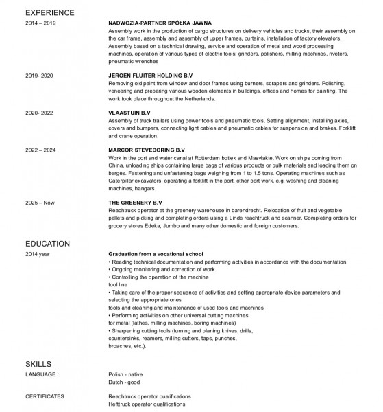 Szukam pracy / Im looking for nieuwee job