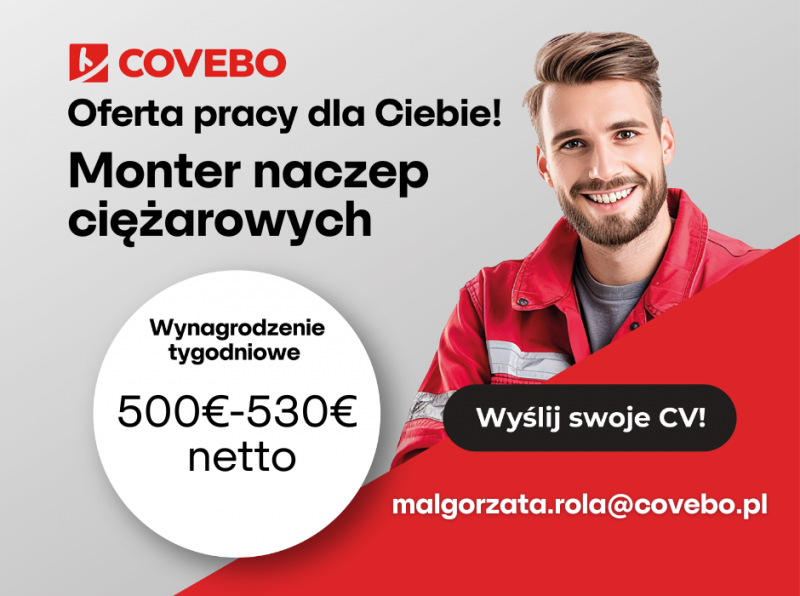MONTAŻ NACZEP CIĘŻAROWYCH - do 550 euro netto tygodniowo
