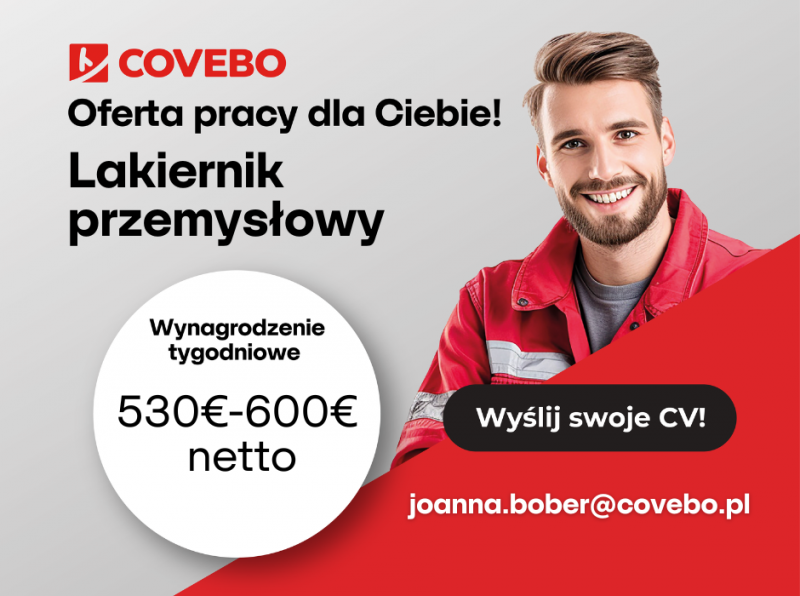 LAKIERNIK PRZEMYSŁOWY - do 600 euro netto tygodniowo