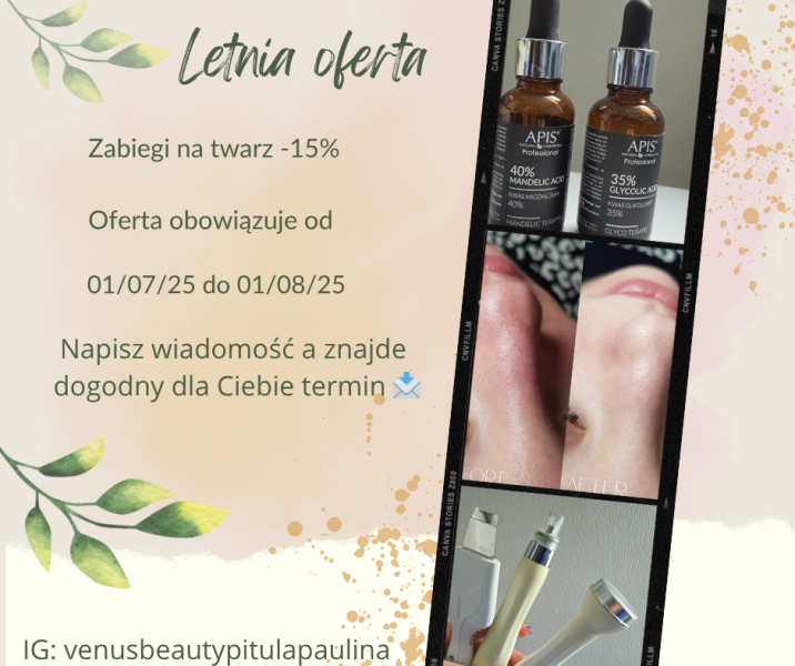 Letnia oferta piękna/ promocja na zabiegi na twarz