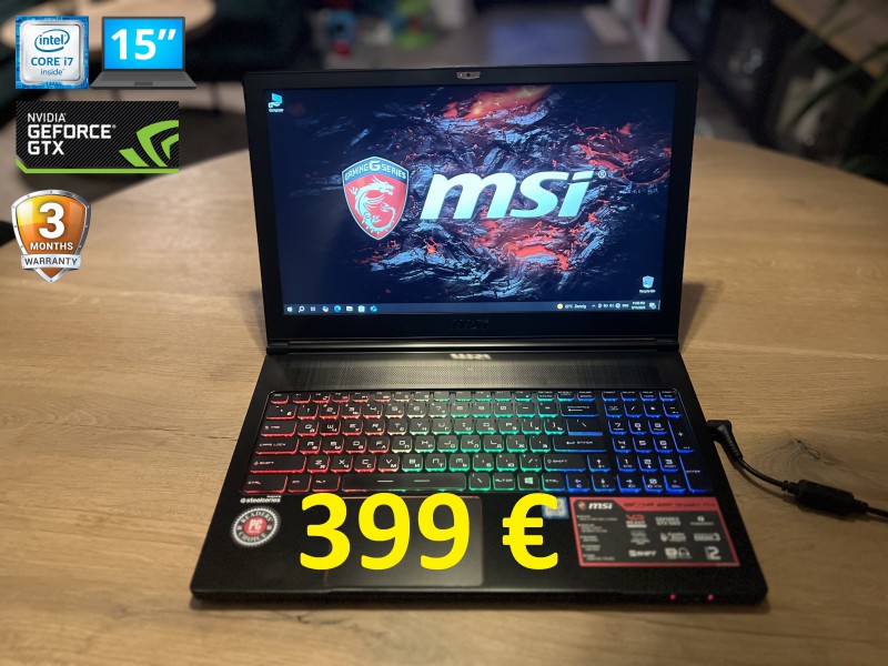 Gamingowy MSI GS63VR 6RF, i7, 16GB RAM, GTX 1060 6GB, SSD+HDD, 15 cali FHD, możliwy dowóz