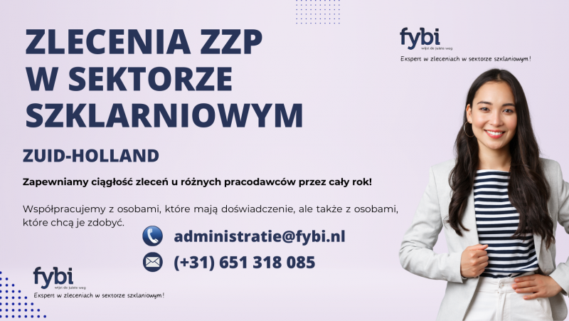 ✅ZLECENIA DLA ZZP ✅SEKTOR SZKLANIOWY ✅ZUID-HOLLAND