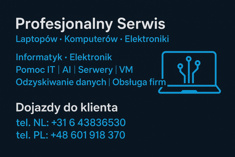 Profesjonalny Serwis, Laptopy, Komputery, Monitoring, Elektronika