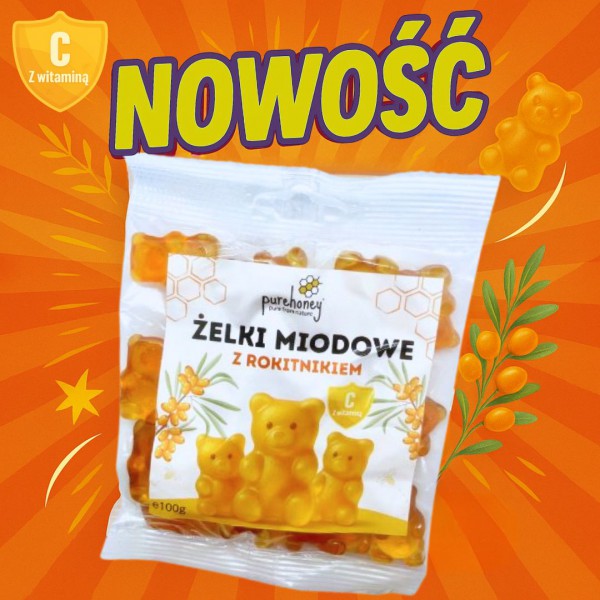  NOWOŚĆ!! Żelki Miodowe z Rokitnikiem - Z Dodatkiem Witaminy C!