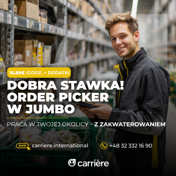 PRACA MAGAZYN BLEISWIJK lub DEN BOSCH - od 15,85 euro brutto/h + dodatki