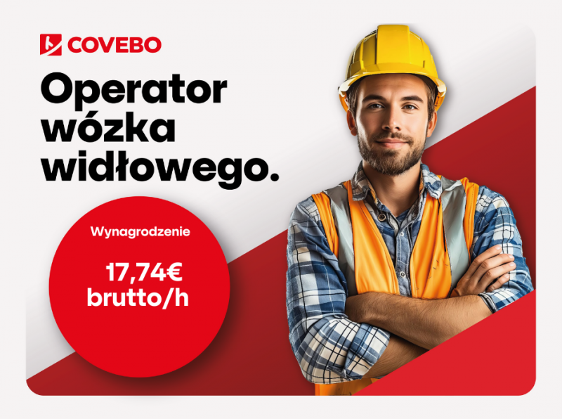 Operator wózka widłowego przedniego/bocznego w magazynie z art. IKEA