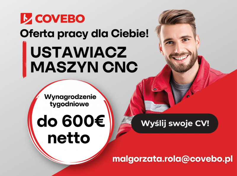 USTAWIACZ MASZYN CNC - do 600 euro netto tygodniowo