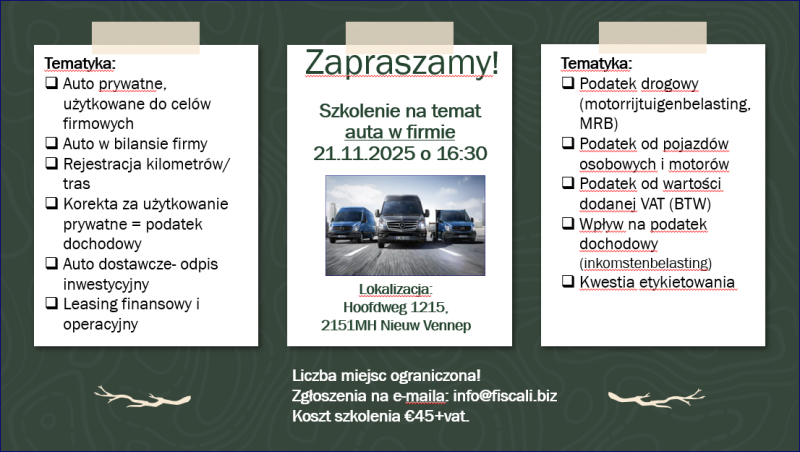 Szkolenie informacyjne na temat auta w firmie