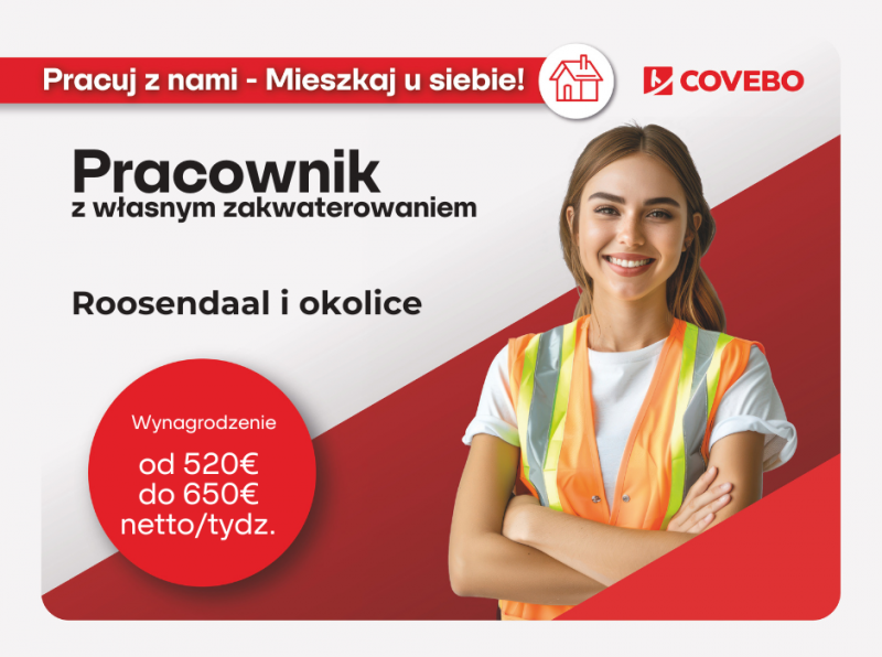 Masz własne zakwaterowanie w okolicach Roosendaal? My znajdziemy Ci pracę!