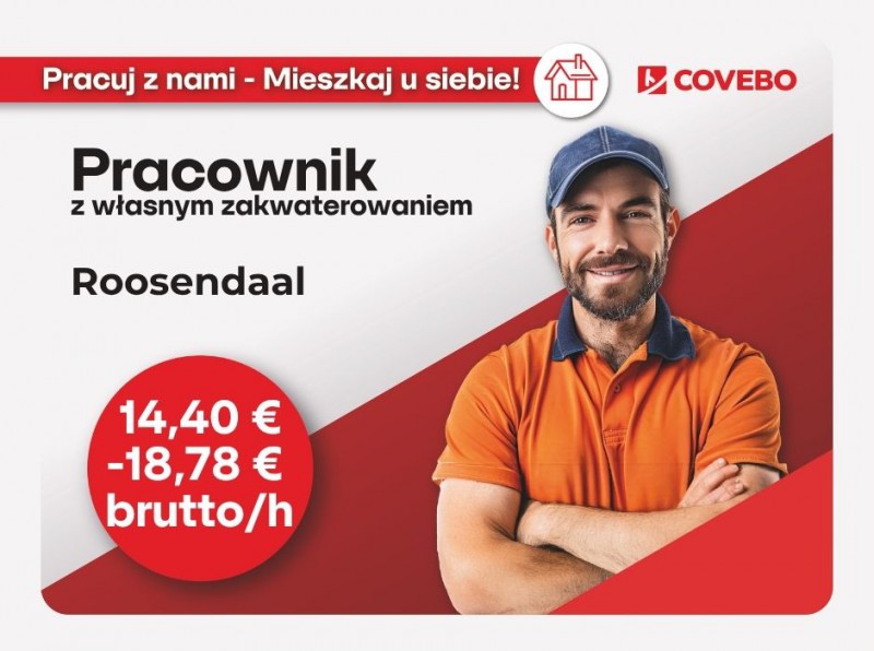 Masz własne zakwaterowanie w okolicach Roosendaal? My znajdziemy Ci pracę!