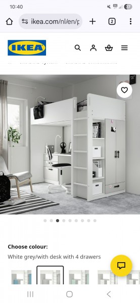 Lozko z biurkiem i szafa junior