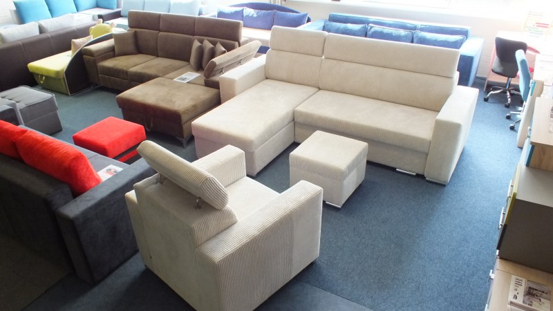 NAROŻNIK PESARO WYM.260/173CM/93CM Z FUNKCJĄ SPANIA + FOTEL od DEMEUBELSHOP