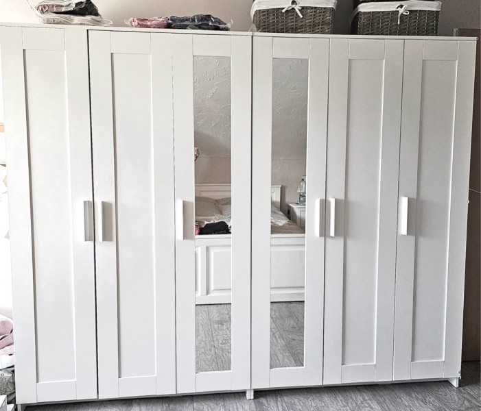 Garderoba / 2x - Białe szafy z lustrami