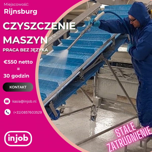 PRACA BEZ JĘZYKA OBCEGO - czyszczenie maszyn - stawka €24,12/godz.