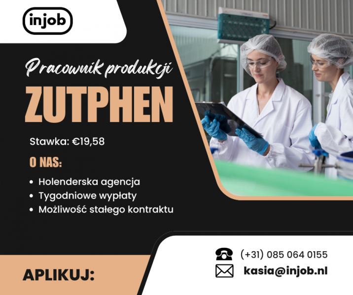 Pracownik produkcji - Zutphen - stawka €19,58/godz.