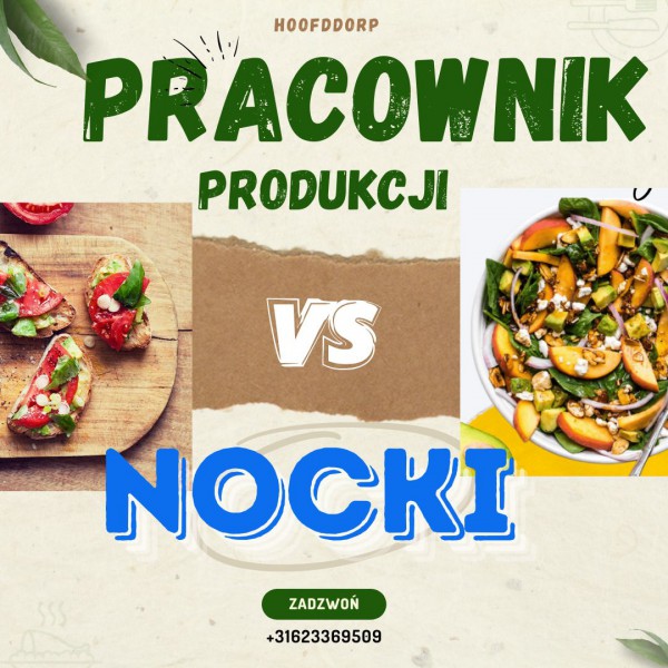 Praca NOCKI. Zatrudni pracowników produkcji - żywność i catering - €18,39/godz.