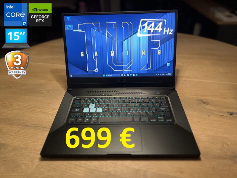 Gamingowy ASUS TUF DASH F15, i7 11gen, 16GB RAM, RTX 3060 6GB, SSD, 15 cali FHD 144Hz, możliwy dowóz