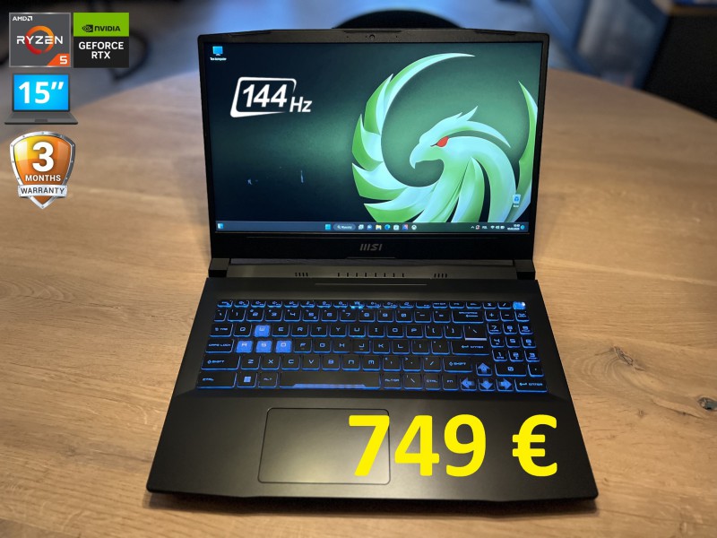 Gamingowy MSI BRAVO 15 C7E, Ryzen 7, 16GB RAM, RTX 4050 6GB, SSD, 15 cali FHD 144 Hz, możliwy dowóz