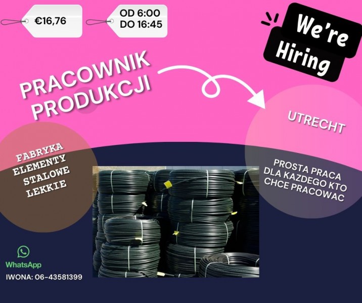 Pracownik produkcji Utrecht 16,76