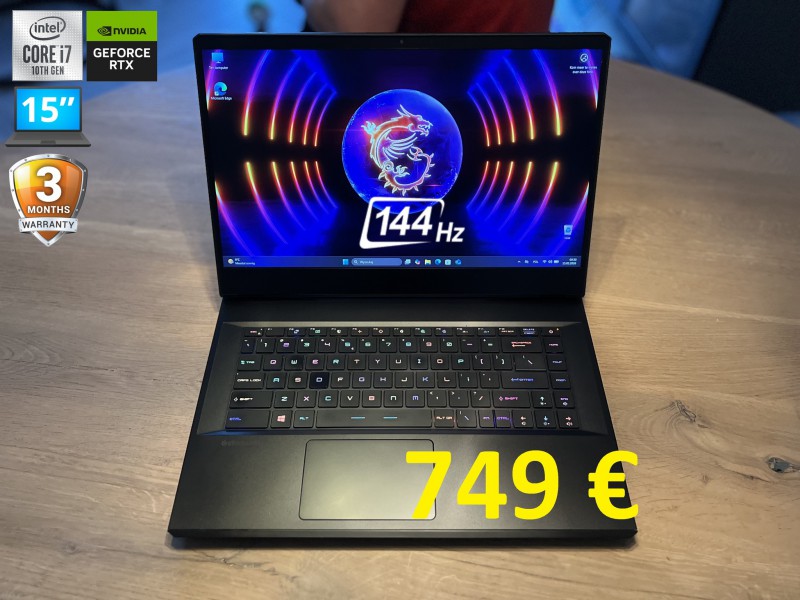 Gamingowy MSI GP66 10UE, i7 10gen, 16GB RAM, RTX 3060 6GB, SSD, 15 cali FHD 144Hz, możliwy dowóz