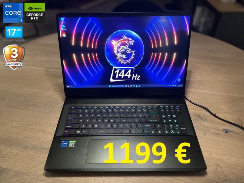 Gamingowy MSI GP76 11UH, i7 11gen, 16GB RAM, RTX 3080 8GB, SSD, 17 cali FHD 144Hz, możliwy dowóz