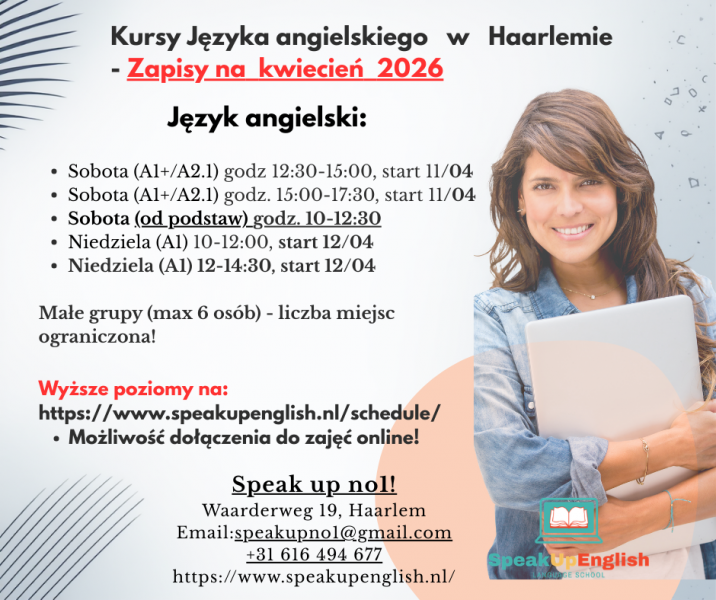 Kursy języka angielskiego w Haarlem (nowe terminy:)