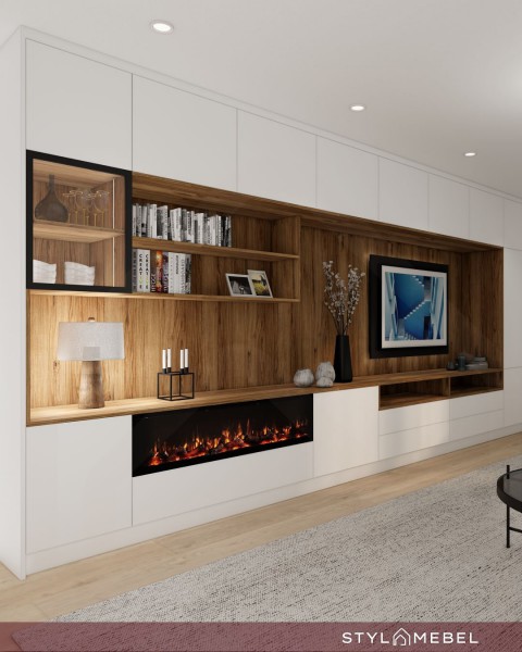 Zabudowa do salonu w nowoczesnym stylu