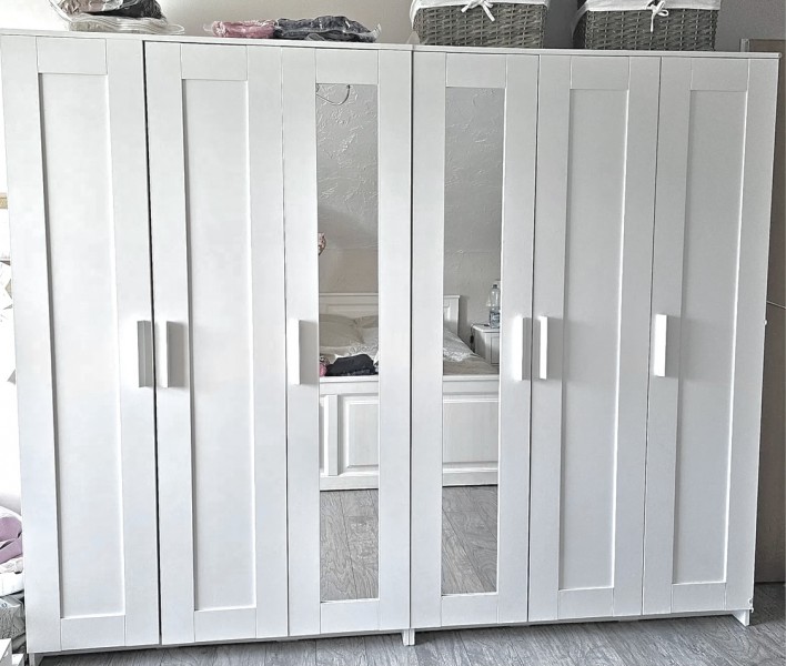 Garderoba / 2x - Białe szafy z lustrami