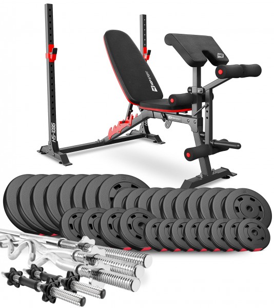 Zestaw kulturystyczny Premium 177kg z ławką HS-1095