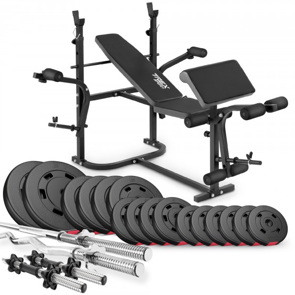 Zestaw kulturystyczny Premium 75kg z ławką TX-020