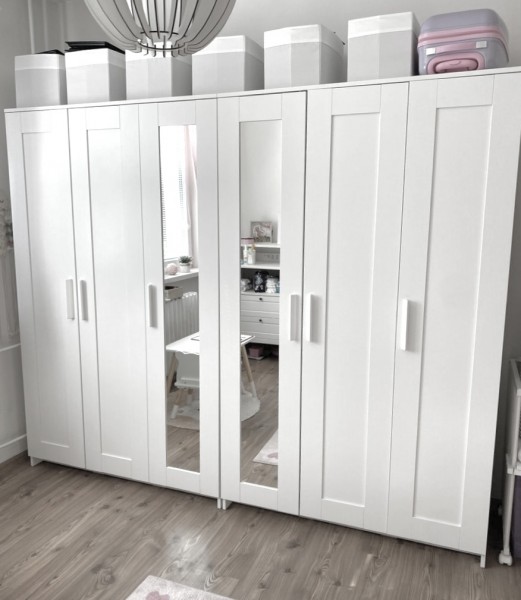 GARDEROBA - 2x - Białe szafy z lustrami