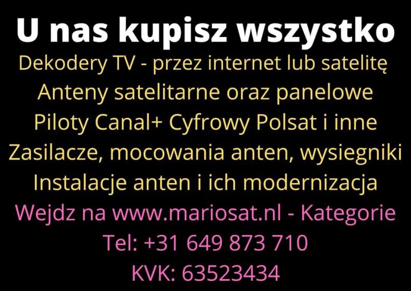 Sprzedaz: dekodery, android boxy piloty, anteny itd zapraszamy