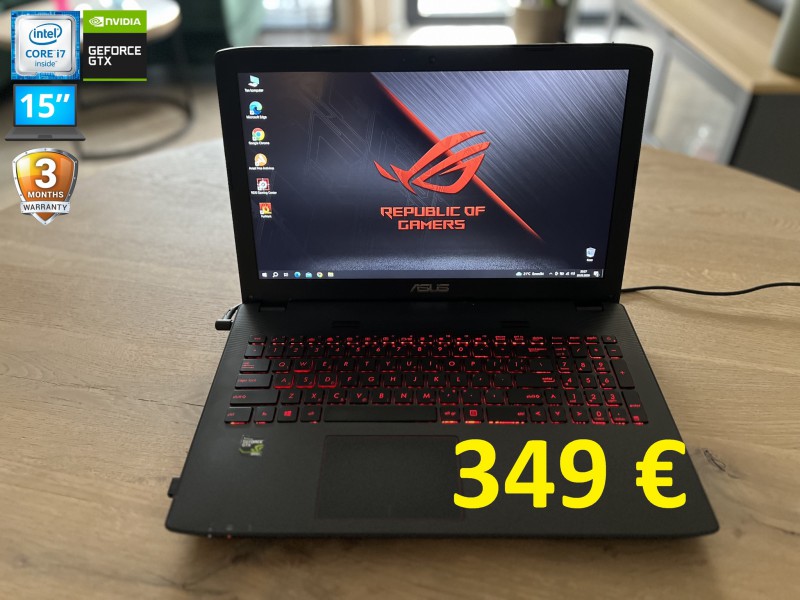 Gamingowy ASUS ROG GL552VW, i7 6gen, 16GB RAM, GTX 960M 2GB, SSD+HDD, 15 cali FHD, dowóz