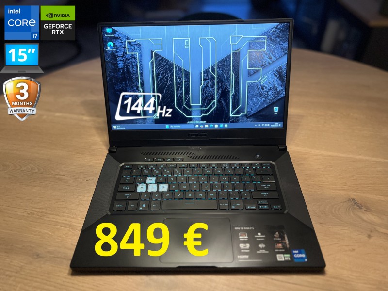 Gamingowy ASUS TUF F15, i7 11gen, 16GB RAM, RTX 3070 8GB, SSD, 15 cali FHD 144Hz, możliwy dowóz