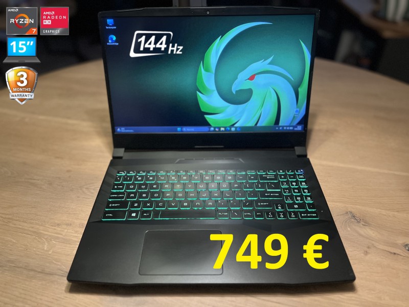 Gamingowy MSI ALPHA, Ryzen 7, 16GB RAM, RX6600M 8GB, SSD, 15 cali FHD 144 Hz, możliwy dowóz