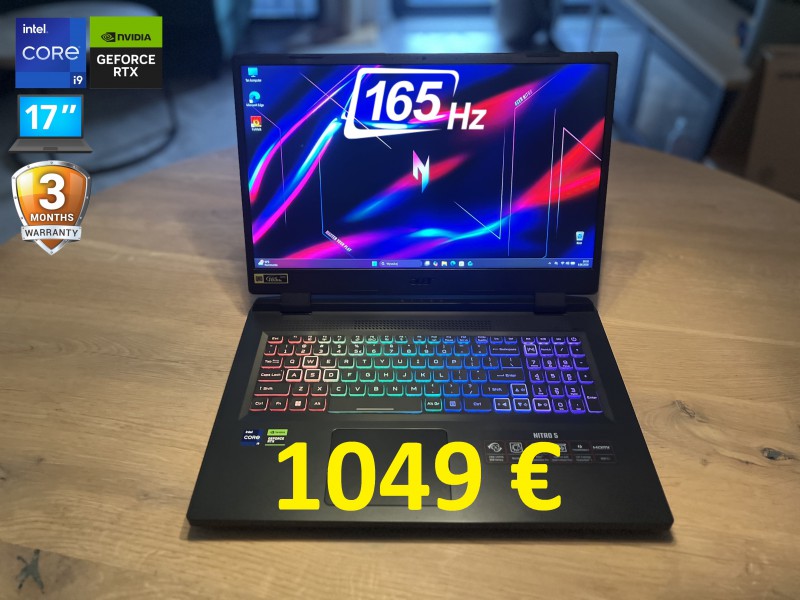 Gamingowy ACER NITRO 5, i9, 32GB RAM, RTX 4060 8GB, 1.5 TB SSD, 17 cali QHD 165Hz, możliwy dowóz