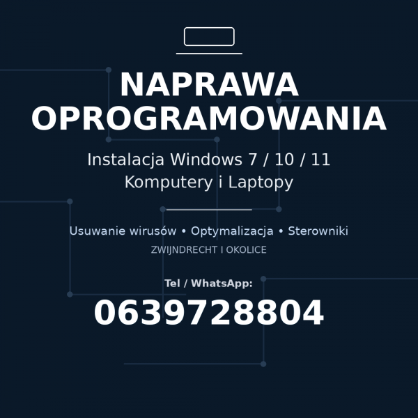 Naprawa oprogramowania w laptopach i komputerach - Instalacja WINDOWS 7 / 10 / 11