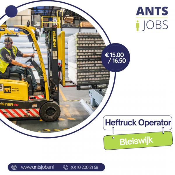 !! PRACA NA MAGAZYNIE / HEFTRUCK OPERATOR /BLEISWIJK!! WŁASNY  TRANSPORT I ZAKWATEROWANIE