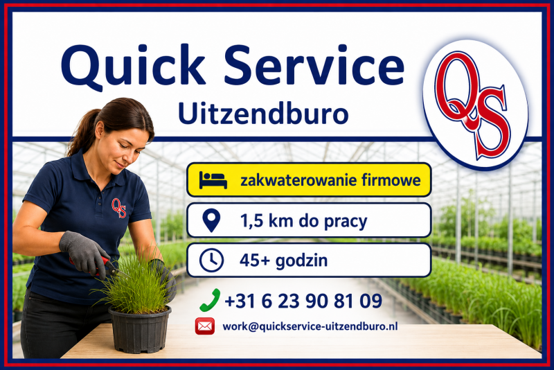 PRACA OD ZARAZ / ZAKWATEROWANIE FIRMOWE / 1 KM DO PRACY / 45+ GODZIN