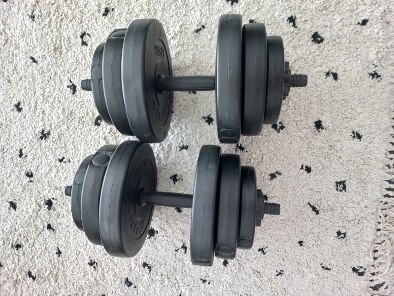Komplet 2 × regulowane hantle  po 14 kg każdy