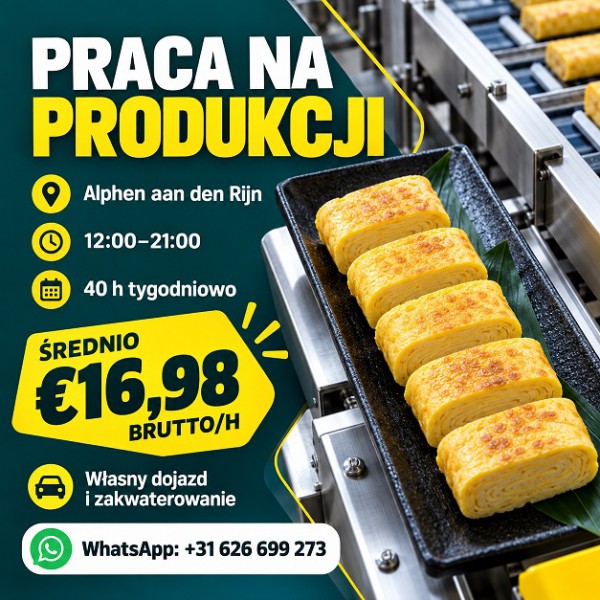 Praca na produkcji w Alphen aan den Rijn(bez weekendów) 16.98/h