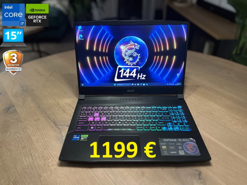 MSI KATANA 15, i7, 16GB RAM, RTX 4070 8GB, SSD, 15 cali 144Hz, możliwy dowóz