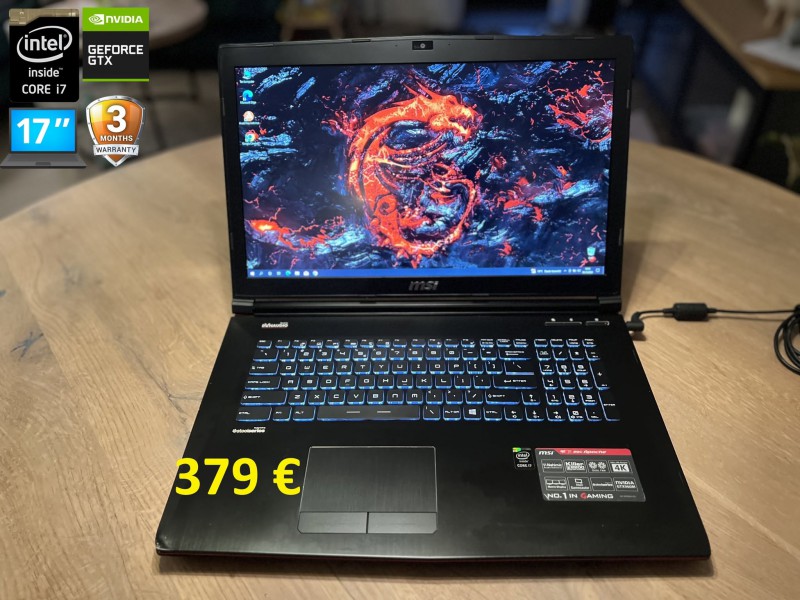 Gamingowy MSI GE72 2QC, i7 5gen, 8GB RAM, GTX 960M 2GB, SSD+HDD, 17 cali FHD, możliwy dowóz