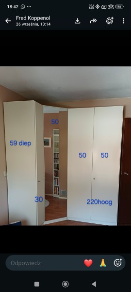 Szafa w kształcie litery L 190x120