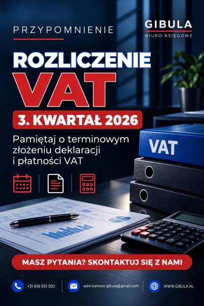 Przypomnienie o rozliczeniu VAT za III kwartał 2026!