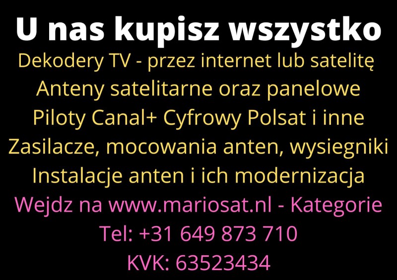 Sprzedajemy: Telewizja na karte, anteny android boxy piloty itd